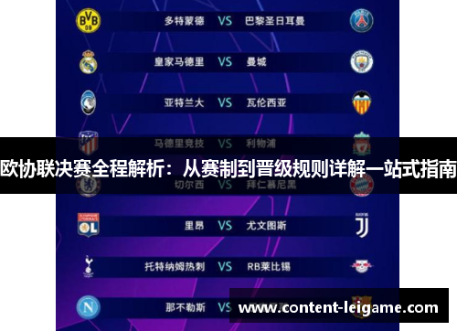 欧协联决赛全程解析：从赛制到晋级规则详解一站式指南